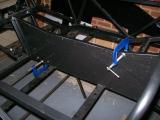 The first panel clamped into place ready for drilling (this panel is not actually riveted until the propshaft is fitted).