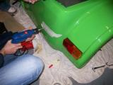 Drilling of the rear fog light.