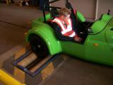 Matt driving onto the rollers for various brake tests.